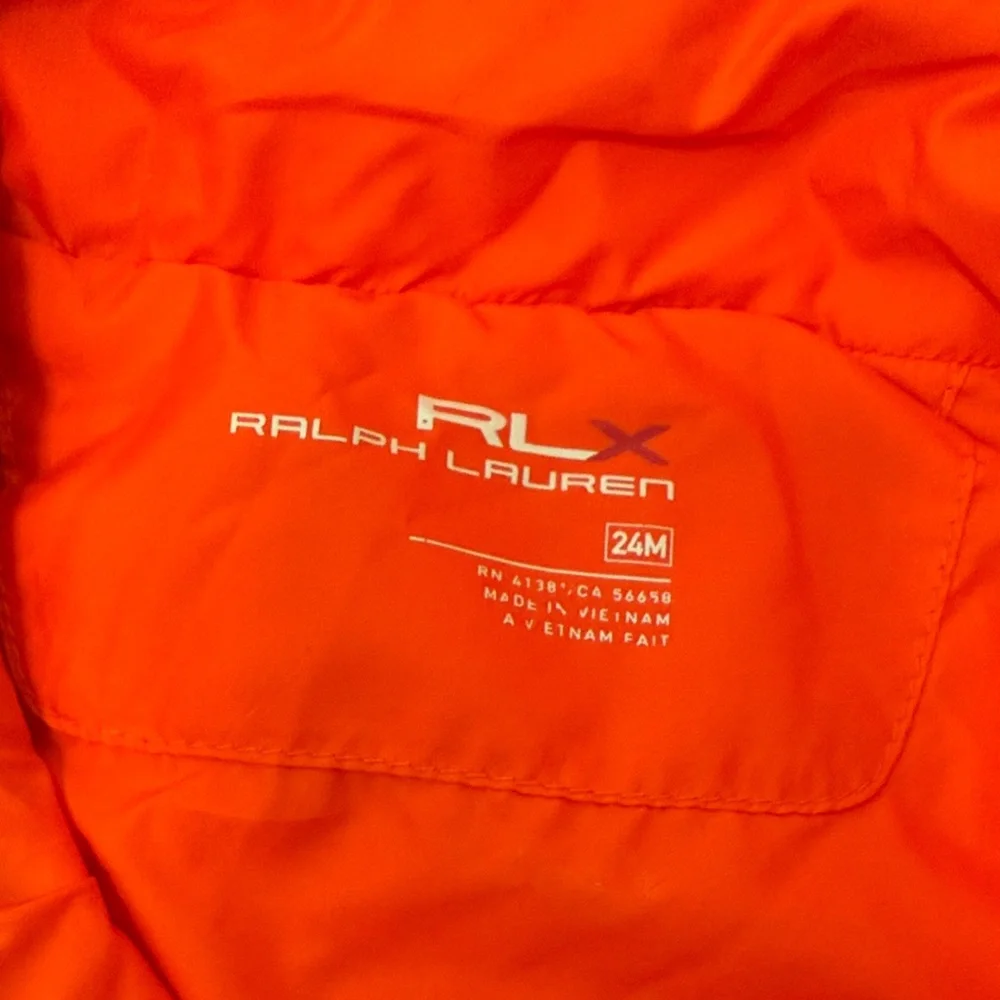 RLX Ralph Lauren Kids Sport Down Orange Puffer Jacket Size 24M